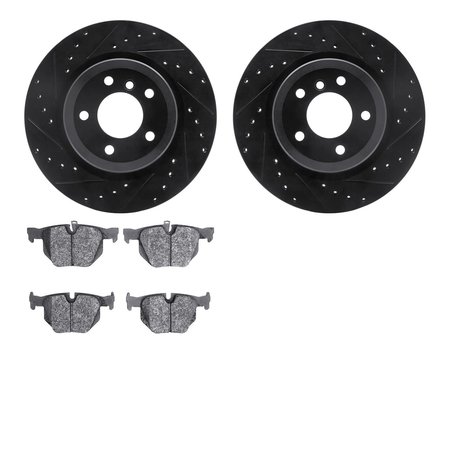 DYNAMIC FRICTION CO 8502-31087, Rotors-Drilled and Slotted-Black with 5000 Advanced Brake Pads, Zinc Coated 8502-31087